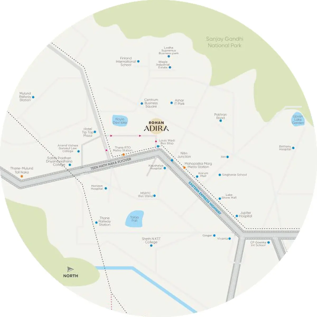 Rohan Adira Thane Strategic Location Map in Louis Wadi in WEBP format